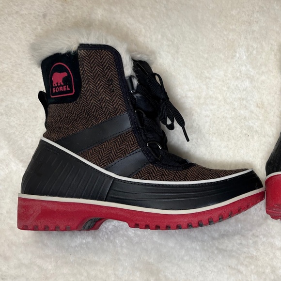 Sorel brown herringbone fur lined Tivoli II low boots size 7 - Picture 1 of 6